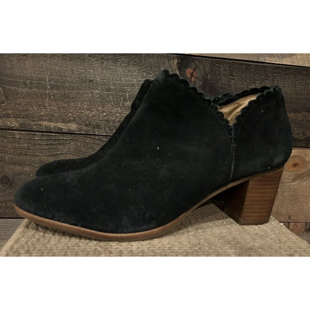 Jack Rogers Marianne Ankle Bootie-Grey Suede Leather-Scalloped Trim-Tie-Size 11